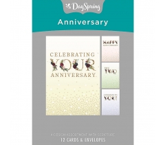 Boxed Cards, Anniversary, Floral Caps
