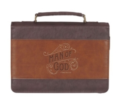 Bible Cover, Man Of God, TruTone, Brown, Medium