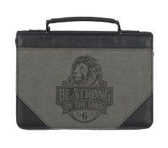 Bible Cover, Be Strong in the Lord, Black, XL
