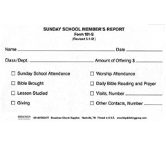 Sunday School Memebers Report Form