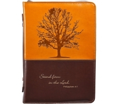 "Stand firm in the Lord" Philippians 4:1 LuxLeather Bible Cover, Two-tone, Large