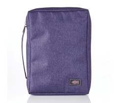 Bible Cover, Canvas with Ichthus Patch, Purple, Large