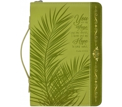 Psalm 119:114 You Are My Refuge, Green and Gold Palm Frond, Bible Cover, Medium