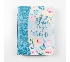 BIBLE COVER, BLUE FLORAL LOVE MED