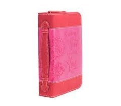 BIBLE COVER, PINK/RED ENCOURAGE MEDIUM