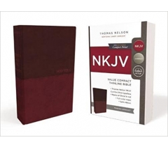 NKJV, Value Thinline Compact Bible, Leathersoft, Burgundy