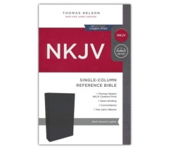NKJV, Single Column Reference Bible, Genuine Leather, Black, Comfort Print