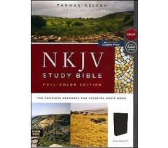 NKJV, Study Bible, Imitation Leather, Black, Indexed