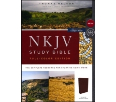 NKJV, Study Bible, Bonded Leather, Burgundy, Indexed