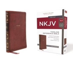 NKJV, Thinline Reference Bible, Leathersoft. Brown