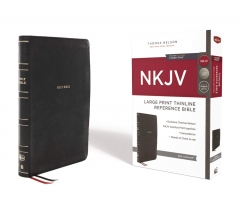 NKJV, Thinline Reference Bible, Leathersoft, Black, Large Print