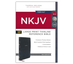NKJV, Thinline Reference Bible, Leathersoft, Black, Thumb Indexed, Large Print