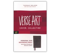 NKJV, Personal Size Reference Bible, Verse Art Collection, Genuine Leather, Brown