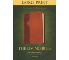 Living Bible, Imitation Leather, TuTone Brown and Tan, Large Print