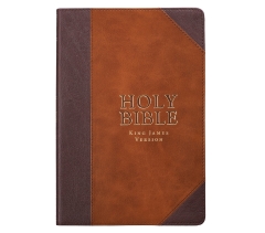 KJV, Thinline Bible, Two Tone Faux Leather, Brown Portfolio, Large Print