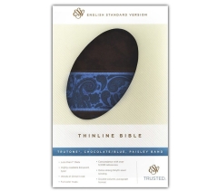 ESV, Thinline Bible, Imitation Leather, TruTone Chocolate/Blue Paisley Band