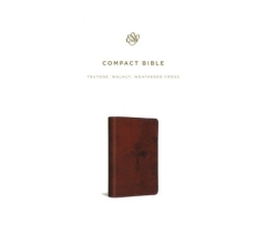 ESV, Compact Bible, Imitation Leather, Walnut with Weathered Cross Design