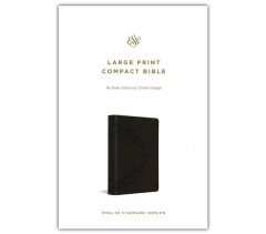 ESV, Compact Bible, Imitation Leather, Charcoal with Crown Design, Large Print