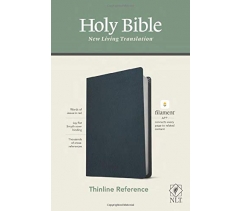 NLT, Thinline Reference Bible, Genuine Leather, Navy Blue