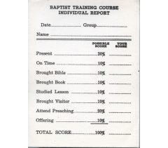Baptist Training Course Individual Report