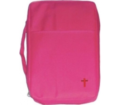 Embroidered Canvas Bible Cover, Pink, Large