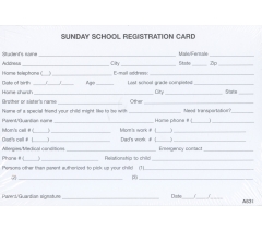 Sunday School Registration Card