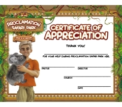 VBS 2023 Proclamation Safari Park Certificate of Appreciation