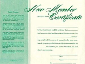 New Member Instruction Certificate
