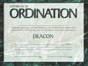 Certificate of Ordination for Deacon (Marble look)