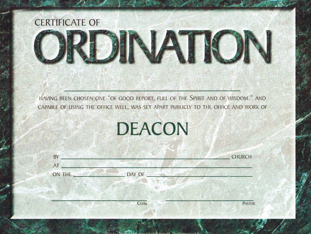 Certificate of Ordination for Deacon (Marble look)