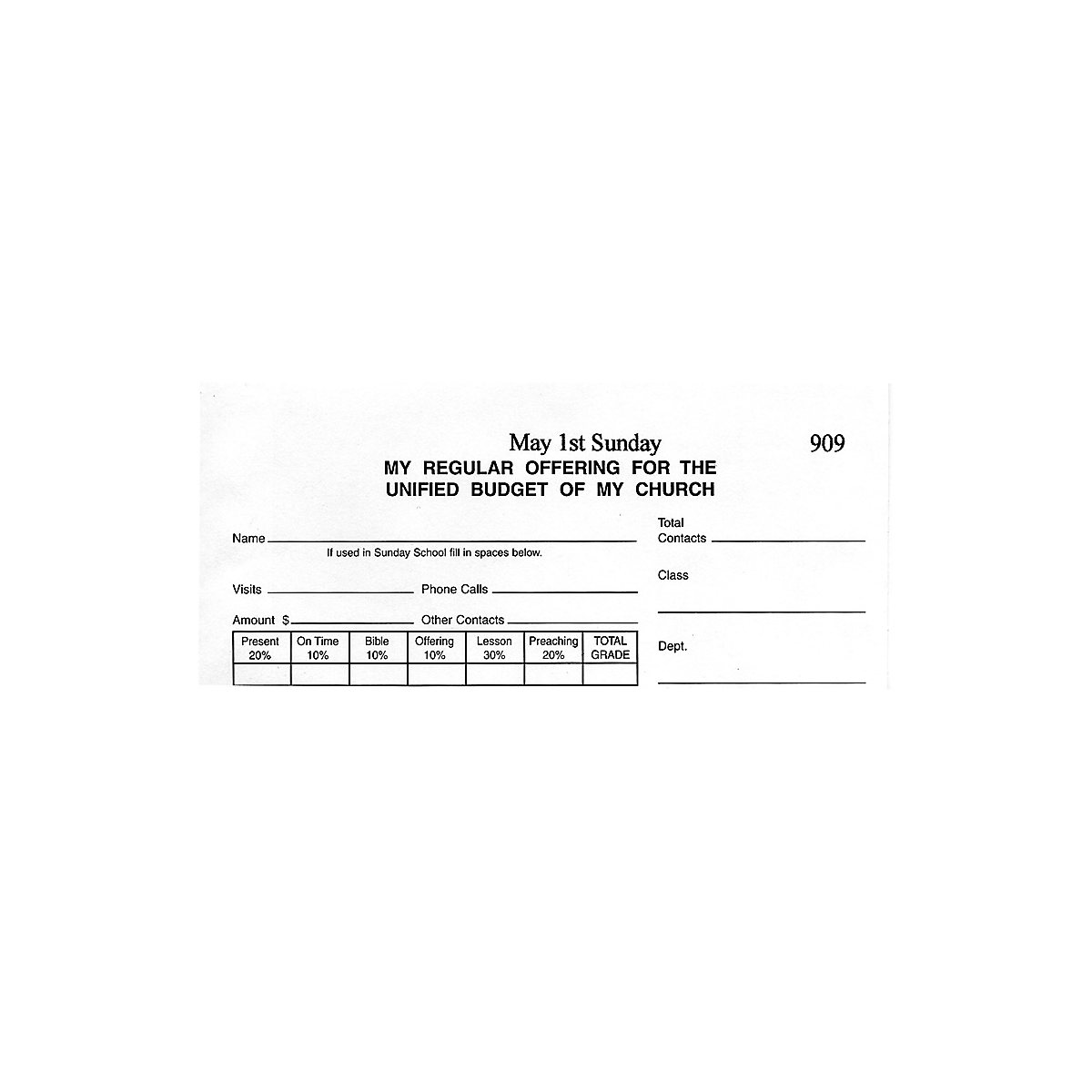 Offering Envelopes (6-Point Record System, Bill size)