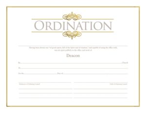 Ordination Certificate for Deacon (Gold Foil)