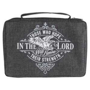 Bible Cover, Those Who Hope In The Lord, Poly-Canvas, Gray, Medium