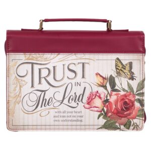 Bible Cover, Trust In The Lord, Burgundy, Large