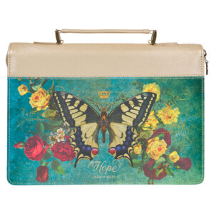 Bible Cover, Hope, Taupe Butterfly Printed, Large
