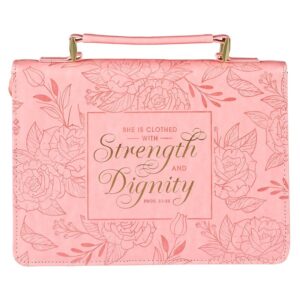 Bible Cover, Strength and Diginity, Pink, Large