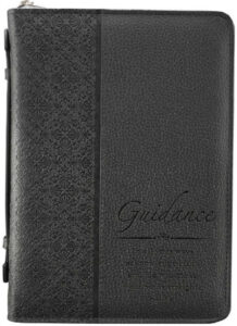 Bible Cover, Guidance, Faux Leather, Black, Large