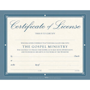 Certificate of License for Minister