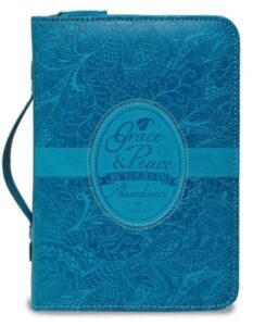 1 Peter 1:2, Grace & Peace Be Yours in Abundance, Bible Cover, Medium, Blue