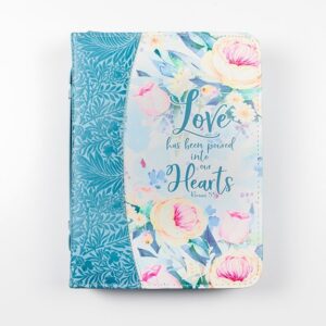 BIBLE COVER, BLUE FLORAL LOVE MED
