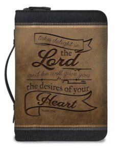 Bible Cover, Delight in the Lord, Large, Brown