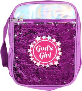 Bible Cover, Gods Girl, Canvas, Purple with Sequins, Medium