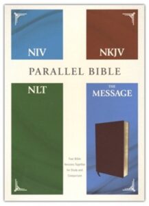NIV, NKJV, NLT, THE MESSAGE, Parallel Bible, Bonded Leather, Burgundy