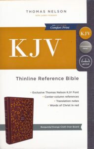 KJV, Thinline Reference Bible, Cloth Over Board, Burgundy & Orange