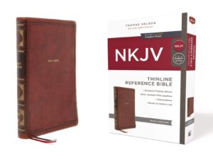 NKJV, Thinline Reference Bible, Leathersoft. Brown
