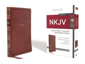 NKJV, Thinline Reference Bible, Leathersoft, Brown, Large Print