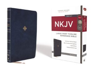 NKJV, Thinline Reference Bible, Leathersoft, Blue, Large Print