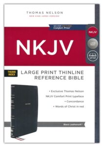 NKJV, Thinline Reference Bible, Leathersoft, Black, Thumb Indexed, Large Print
