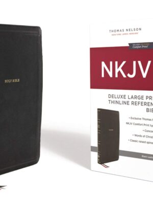 NKJV, Deluxe Thinline Reference Bible, Leathersoft, Black, Large Print