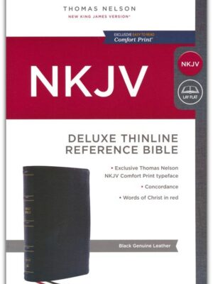 NKJV, Thinline Reference Bible, Genuine Leather, Black, Comfort Print
